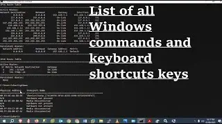 List of all Windows commands and keyboard shortcuts keys 