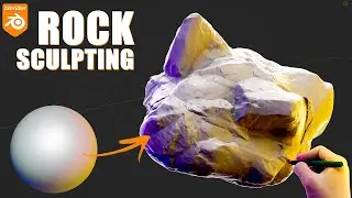 Rock sculpting in Blender | Sculpting rock with brushes in Blender