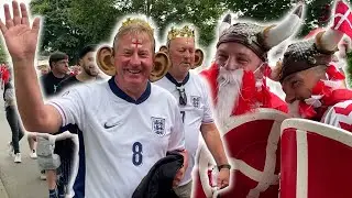 England and Denmark fans ARRIVE at Deutsche Bank Park ahead of Denmark v England 🏆 Euro 2024