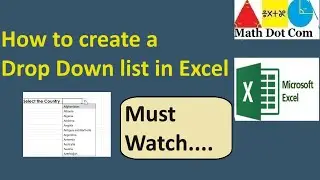 How to Create or Delete a Drop Down list in Excel | Math Dot Com