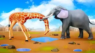 Thirsty Animals Unite: Battling the Forest Water Crisis | Elephant Lion Monkey Giraffe Cartoons