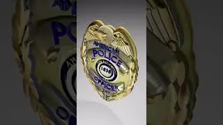 American police officer gold badge animation made in Blender