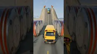 School Bus & Cement Truck vs Hydraulic Crush - BeamNG.Drive
