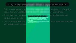 Why is learning SqL is important? Significance of SQL in technical world. #sql