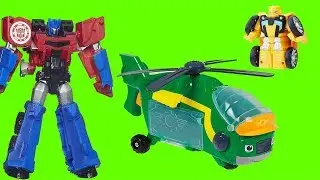 Transformers Bumblebee and Optimus Prime Ride Paw Patrol Pirate Patroller an Blaze Helicopter Swoop