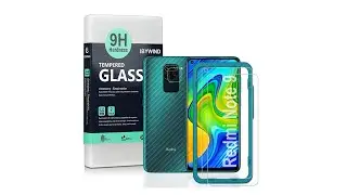 Redmi Note 9 Tempered Glass Protectors With Easyinstaller&Camera Lens Protector&Back Skin Protector