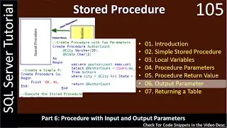 Stored Procedure | Part 6 - Procedure with Output Parameter | SSMS TSQL Tutorial #105