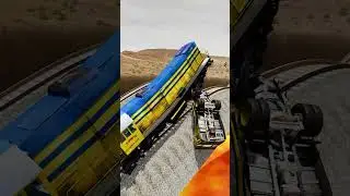 Impossible Weird Triple Wave Rail Tracks VS Trains Crossing Giant Lava Crater - BeamNG.Drive