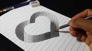 How to Draw 3D Hole Heart Shape - Easy Trick Drawing