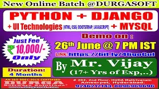 PYTHON + DJANGO + UI + MYSQL Online Training @ DURGASOFT