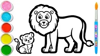 Lion Drawing, Painting and Coloring for Kids & Toddlers | Drawing Basics #219