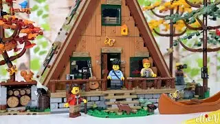 BRB off to the woods to unwind and relax 🌲 Lego A-Frame Cabin build & review