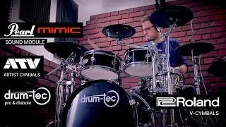 drum-tec electronic drums with Pearl Mimic Pro, ATV & Roland cymbals