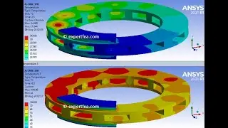 FEA Simulation of Heat Dissipation in a Disc Brake with 2 Pads - ANSYS Coupled Field Transient