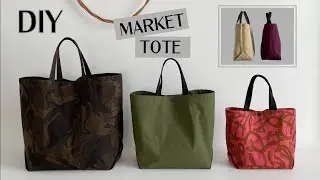 DIY ~ Market Tote, turn one piece of fabric into this gorgeous bag. Super easy! Beginner friendly.