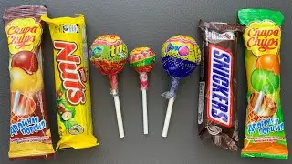 Satisfying video Asmr Lollipops candy and chocolate gummy candies cutting