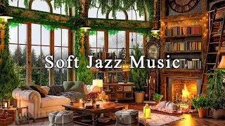 Jazz Relaxing Music to Work, Relax ☕ Soft Jazz Music & Fireplace Sounds at Cozy Coffee Shop Ambience