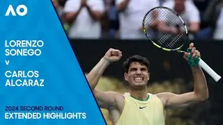 Lorenzo Sonego v Carlos Alcaraz Extended Highlights | Australian Open 2024 Second Round