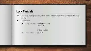 #20 Lock Variable - Synchronisation Mechanism