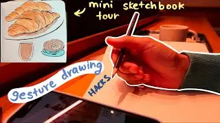 🎄✨cafe sketch with me + mini sketchbook tour📖 | cozy christmas🎄