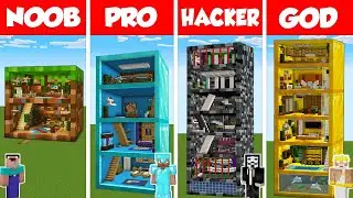 Minecraft NOOB vs PRO vs HACKER vs GOD: GIANT BLOCK HOUSE BUILD CHALLENGE in Minecraft / Animation