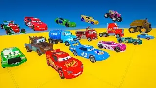 Challenge Disney Pixar Cars - McQueen The King Chick Hicks Truck Mack - Epic New Stunt Race For Car