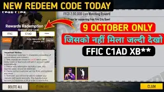 Free Fire Redeem Code Today 9 October | 9 October New Redeem Code Free Fire | FF Redeem Code Today