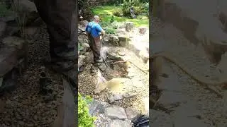 Another Backyard Pond Power Wash Cleaning | #shorts