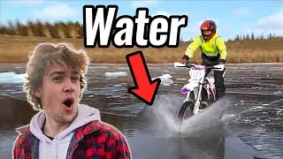 Dirt Bike Falls Through Ice