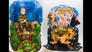Оформление торта с фигурками Йода и кладоискатель_How to make a cake with Yoda and a claw finder