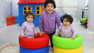 Yusuf and Alya & Asya Learn Colors Nursery Rhymes Song