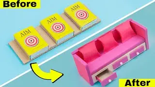 DIY Mini Sofa with matchbox and cardboard || How to make mini sofa from matchbox