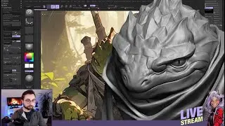 Lizard Warrior Bust Sculpting Tutorial in ZBrush Live Stream