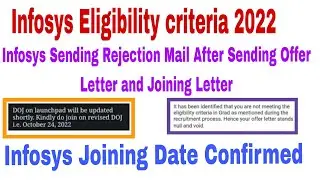 Infosys Sending Rejection Mail After Offer Letter and DOJ 2022||Infosys Confirmed Joining Date