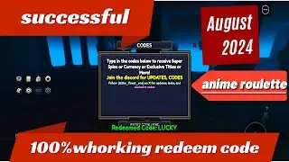 NEW ALL WORKING CODES FOR | ANIME ROULETTE  IN AUGUST 2024! ROBLOX ANIME ROULETTE | CODES