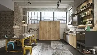 Industrial Loft Kitchen With Light Wood In Design