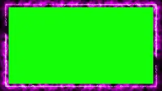 Purple Fire Frame 4K - Motion Neon Effect - Green Black Screen - Chroma Key - No Copyright