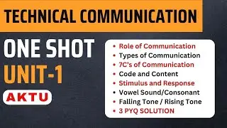 TC aktu One Shot | Unit 1 | Technical Communication Unit 1 | 3 PYQ Solution | Aktu Exams