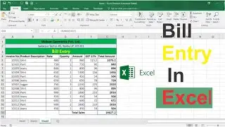 Bill entry in MS Excel   Data entry in Excel   MS Excel Hindi #ms excel#viral #exceltutorial #excel