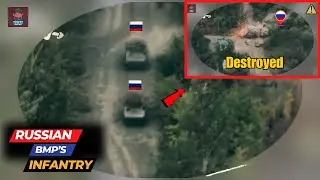 Update From #Kursk | Awesome! Destruction! Russian BMP Convoy Targeted by Ukraine Striker Drones