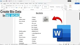 How to Create BIODATA in Microsoft Word | Resume in MS Word | Simple BIODATA Format in MS Word