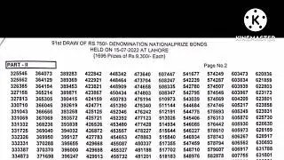 Complete Official List, RS. 750 Prize Bond Result, Winners Of Draw # 91 List, 15  july 2022