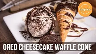 Tasty Oreo Cheesecake Stuffed Waffle Cone Recipe | Easy Dessert Recipes