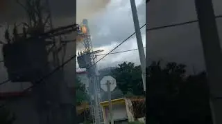 😱😱the electric pole exploded