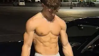 Young Guy flexing muscles