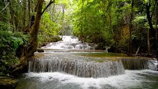 Waterfall Landscape Huai mae 4k. Flowing Water 4k, Nature Sounds, Waterfall Sounds for Sleeping.