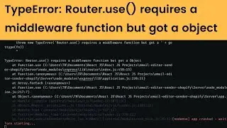 TypeError: Router.use() requires middleware function but got a Object | Express Node JS Error Solved