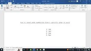 how to start page numbering from a specific page in word mac