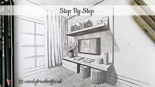 How to Draw A Living Room TV Unit In Two Point Perspective | Step By Step