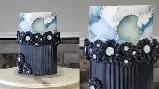 Ultra Modern Layered Wafer Paper Marbling and Daisy Cake | Cake Trends | Cake Decorating Tutorial